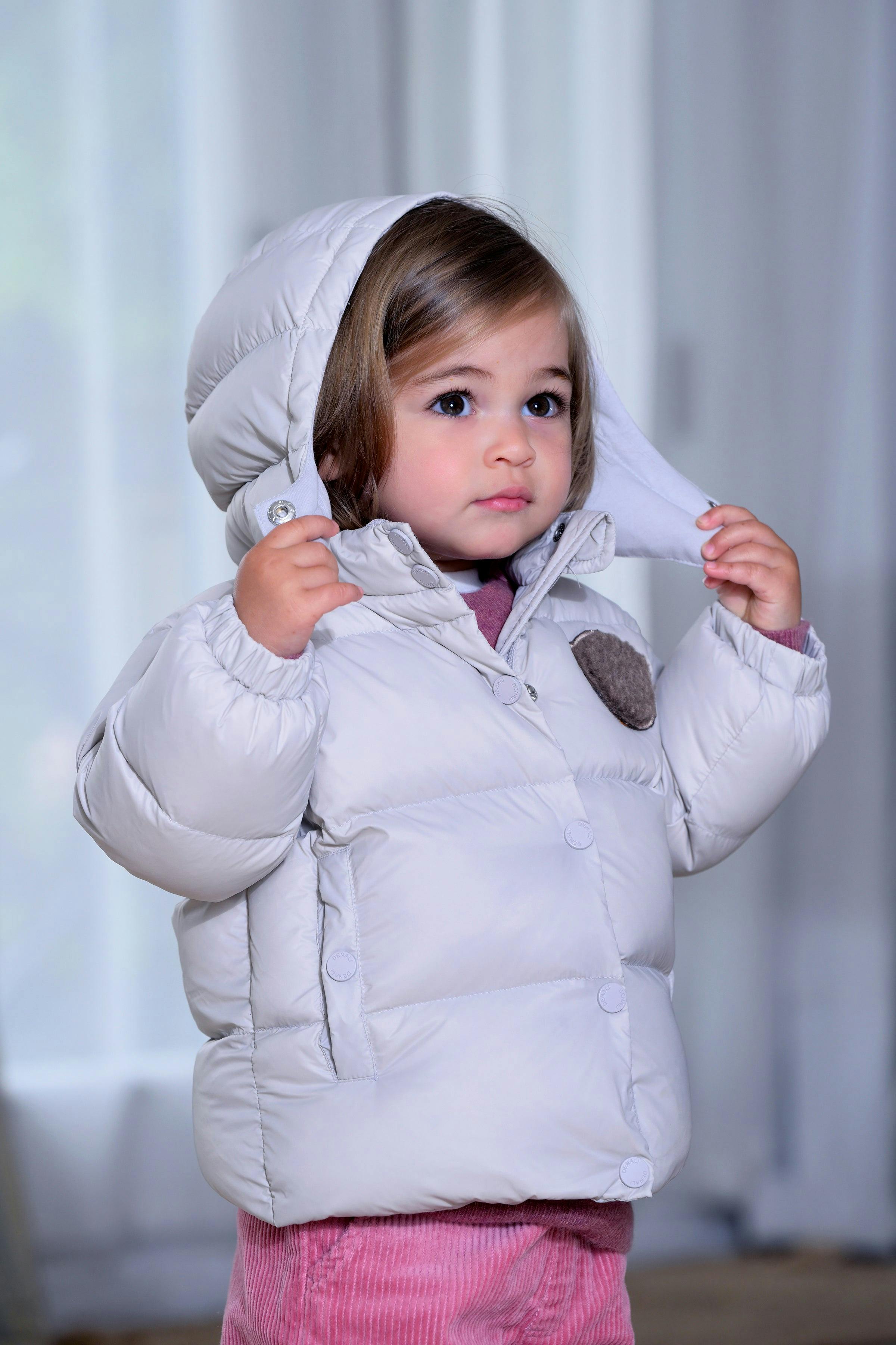 Baby Jacket with furry patch - Stone