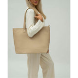 Vegan Leather Work Tote Bag with Removable Insulated Pouch