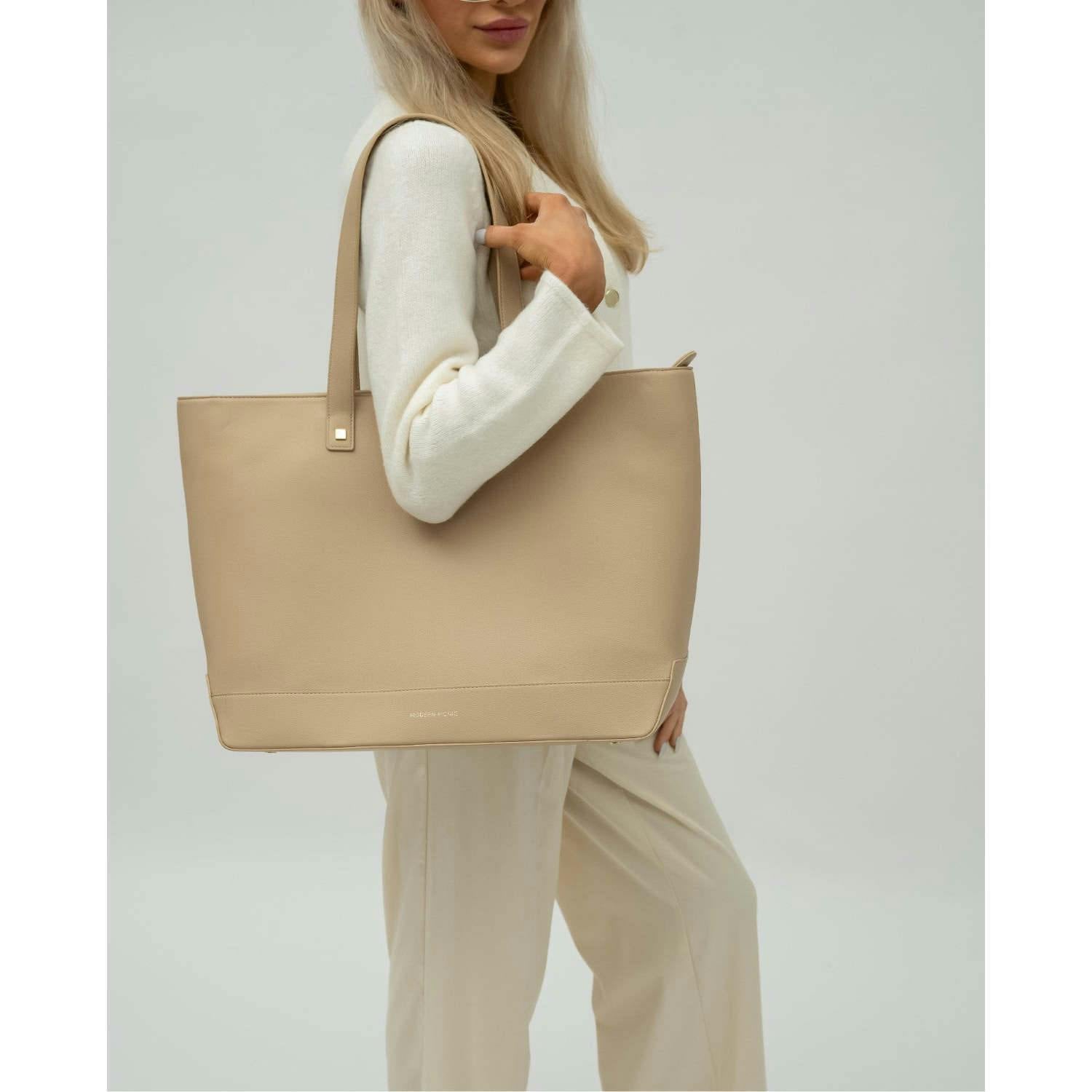Vegan Leather Work Tote Bag with Removable Insulated Pouch