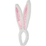 Packed Party Too Cute to Hop Plush Bunny Ears Headband - Trapped Pastel Confetti Interior with Fuzzy White Trim for Easter Parties and Spring Celebrations