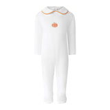 Pima Pumpkin Embroidered Footie