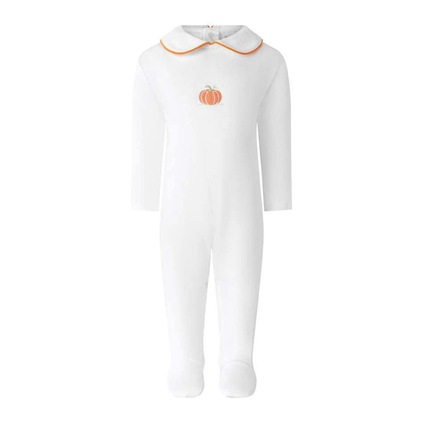 Pima Pumpkin Embroidered Footie