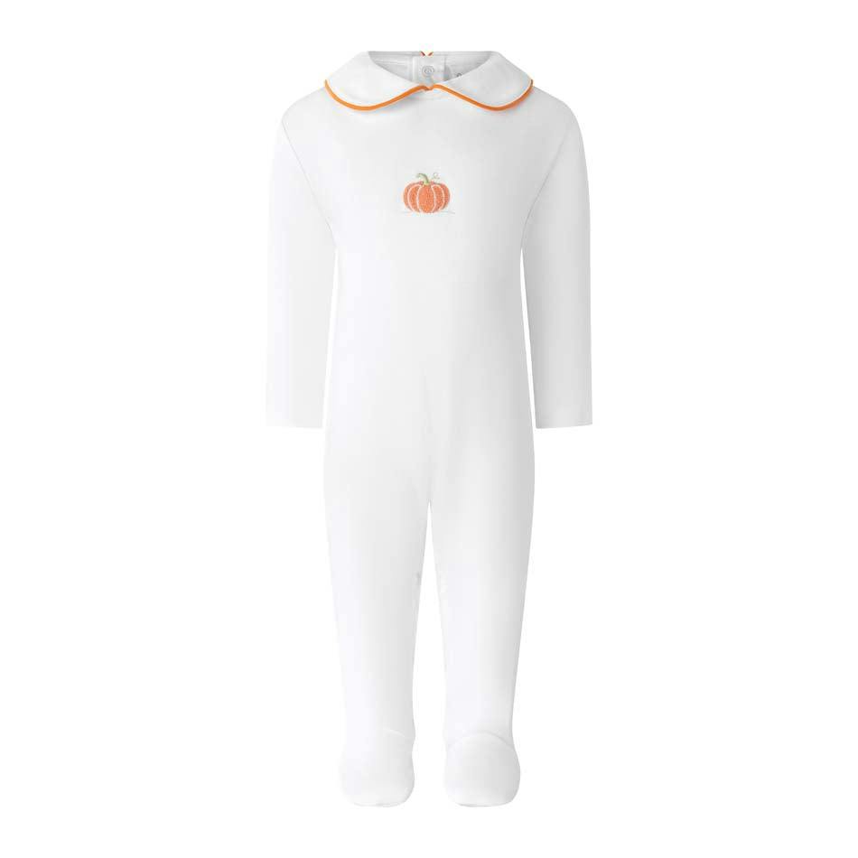 Pima Pumpkin Embroidered Footie