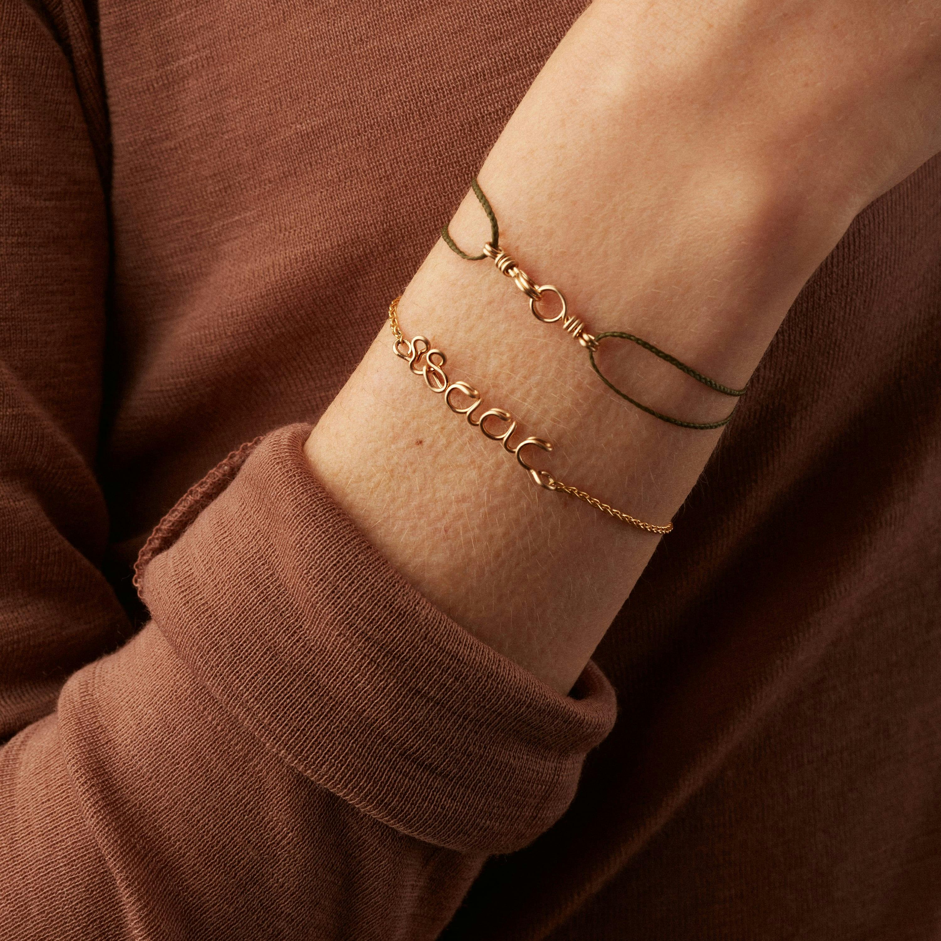 Women's Personalized Rope Chain Bracelet, 14k yellow gold-filled