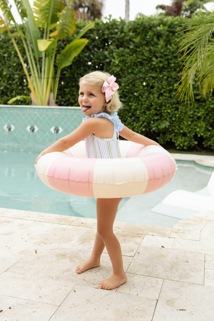 Ruffled One Piece Swimsuit - Summer Stripe