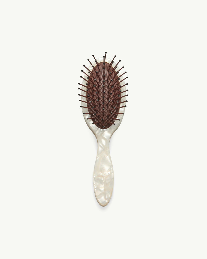Travel Detangling Hair Brush in White Shell