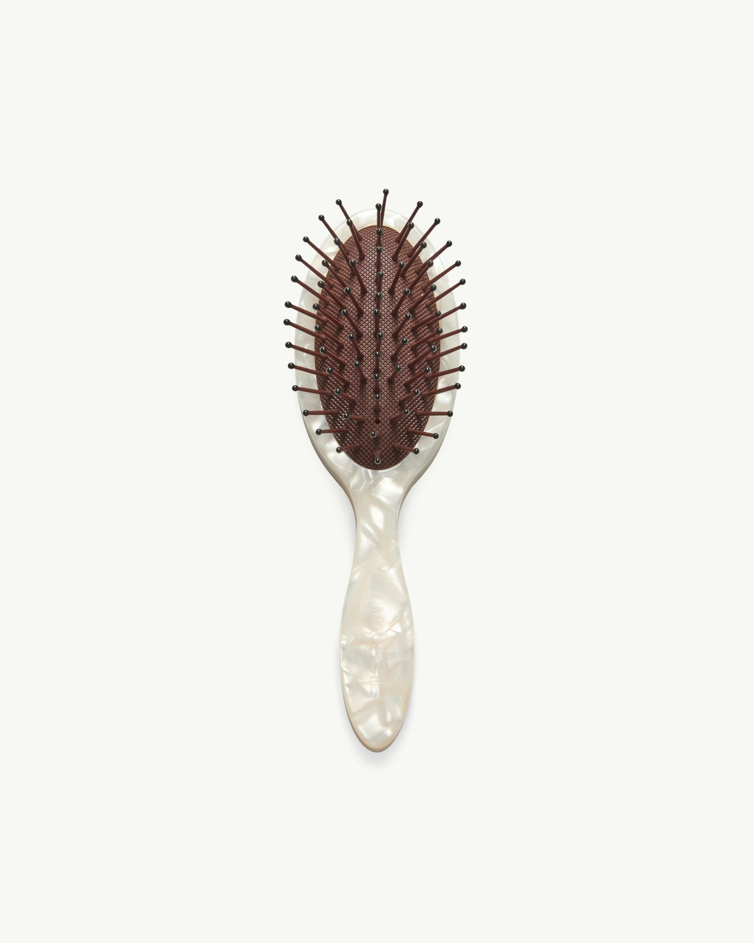 Travel Detangling Hair Brush in White Shell