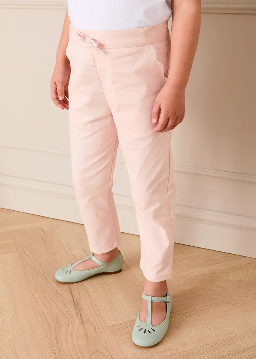 Scallop Edged Pocket Bow Detail Trousers in Baby Pink (18mths-4yrs)