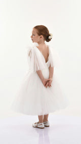White Aspen Tulle Bow Dress