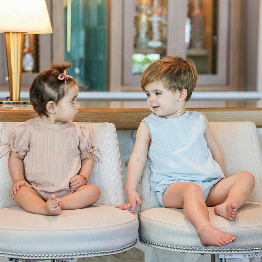 Striped Faux Tab Boys Romper