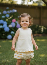 Shorts and Top with Ruffle Edge Butter Yellow