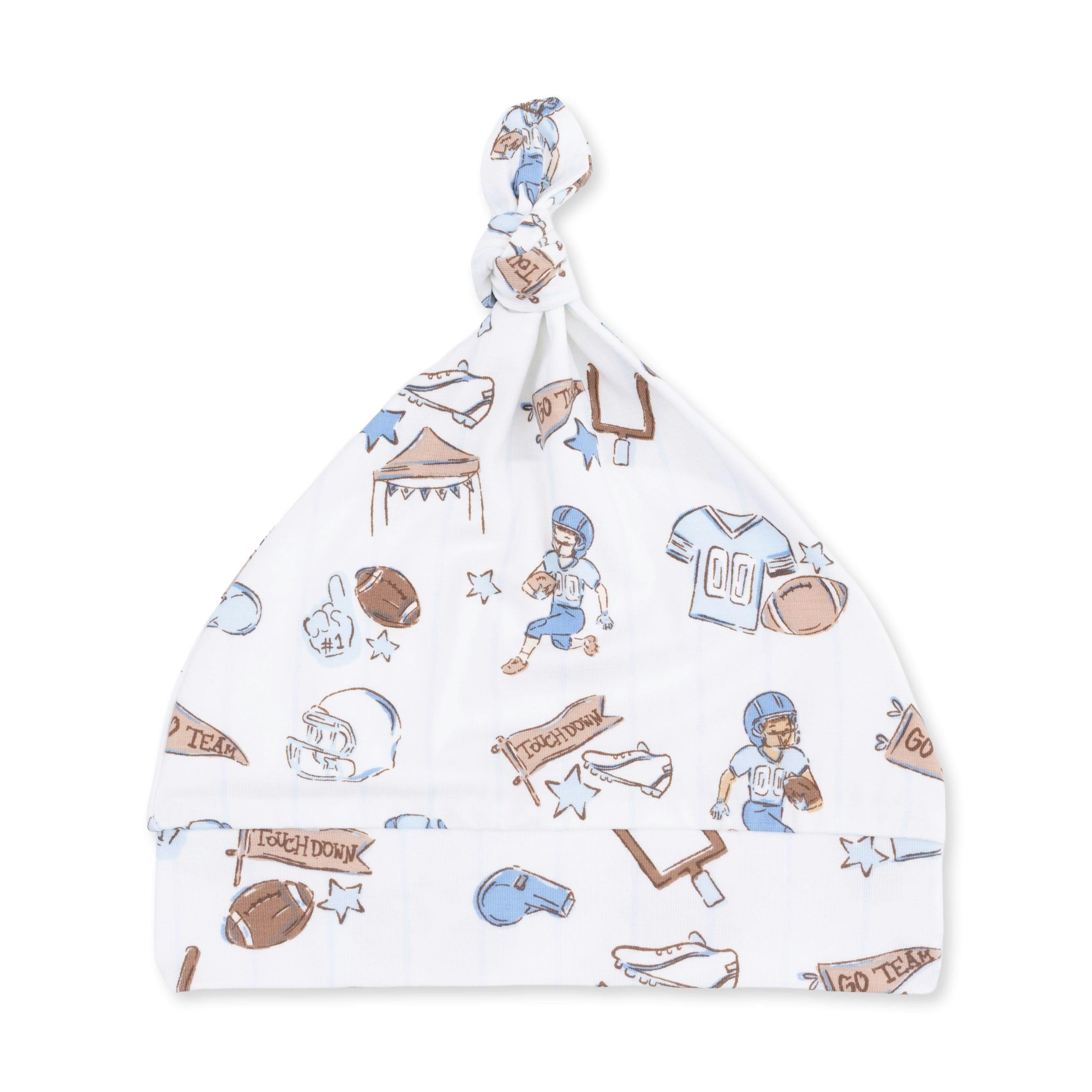 Football Nursery - Lap Shoulder Gown and Knotted Hat