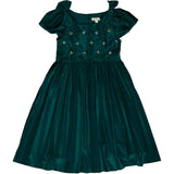 Mini Tiara Dress in Green Velvet
