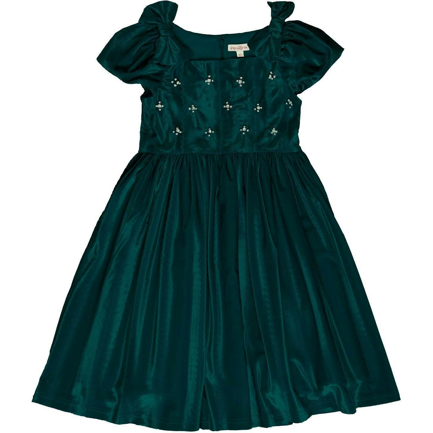 Mini Tiara Dress in Green Velvet