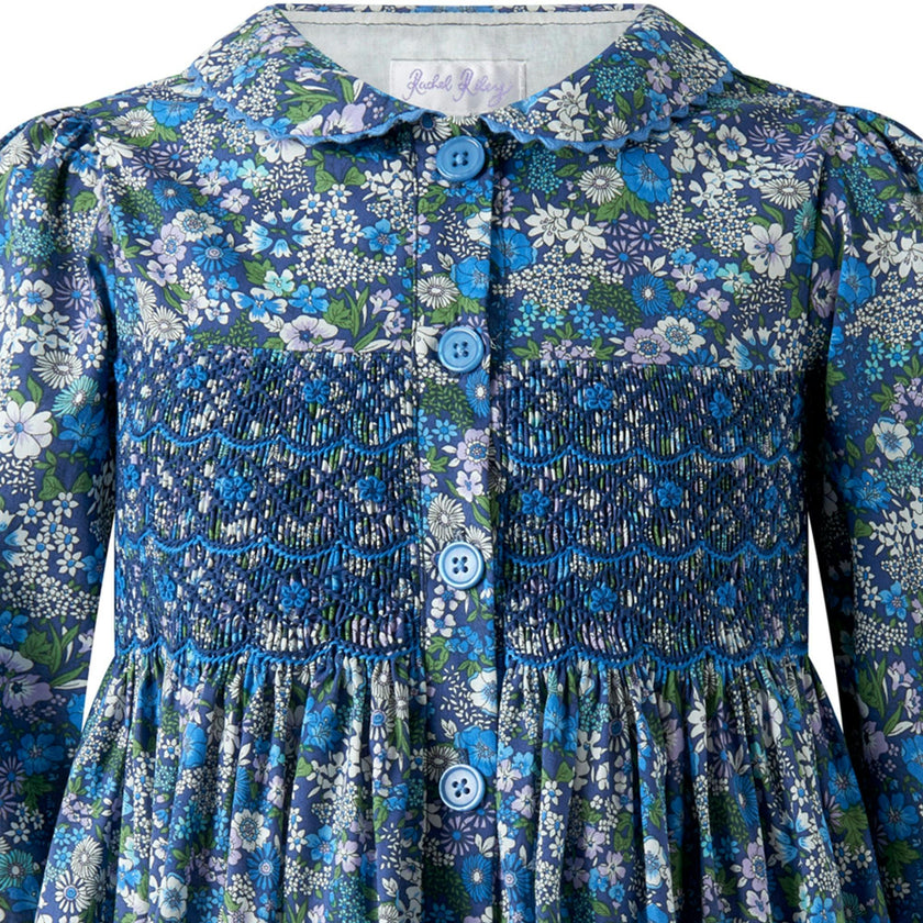 Dahlia Smocked Button-Front Dress