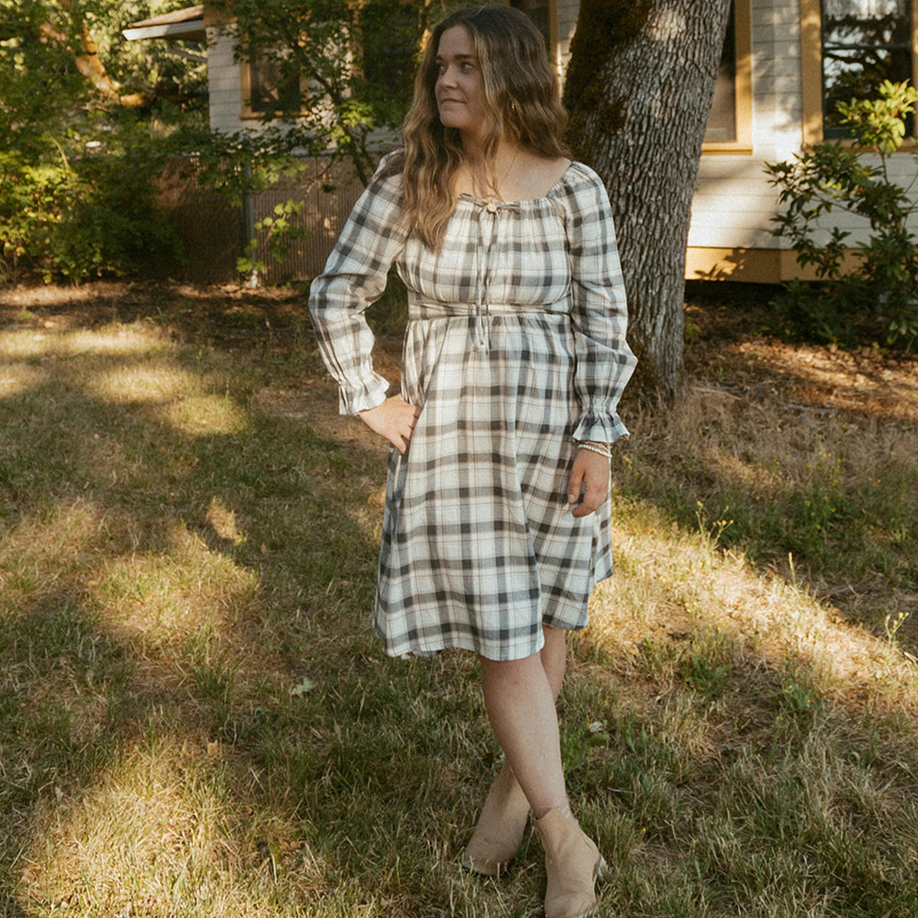 Organic Long Sleeve Ruffle Dress