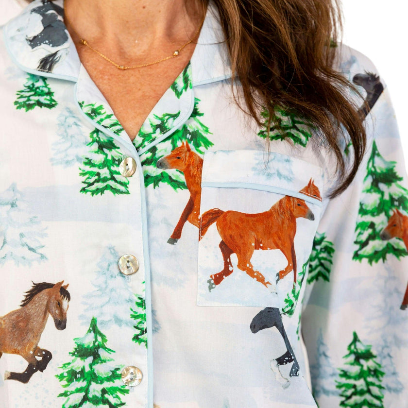 Women's Skydog Wild & Free Long PJ Set - Organic Cotton Poplin