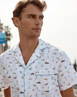 Men's Twill Pajama Short Set in Summer Nostalgia