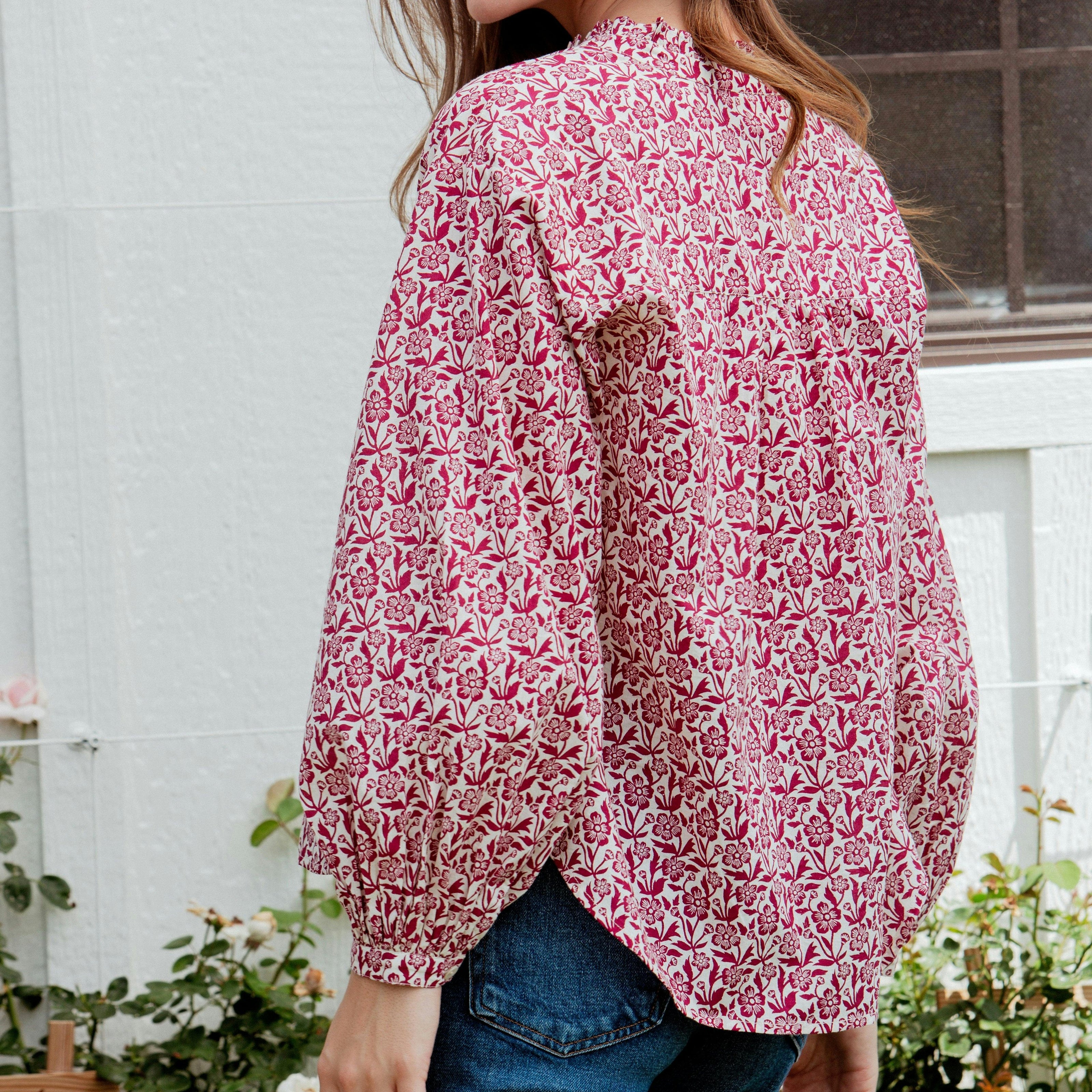 Womens Josephine Top - Burgundy Climbing Floral