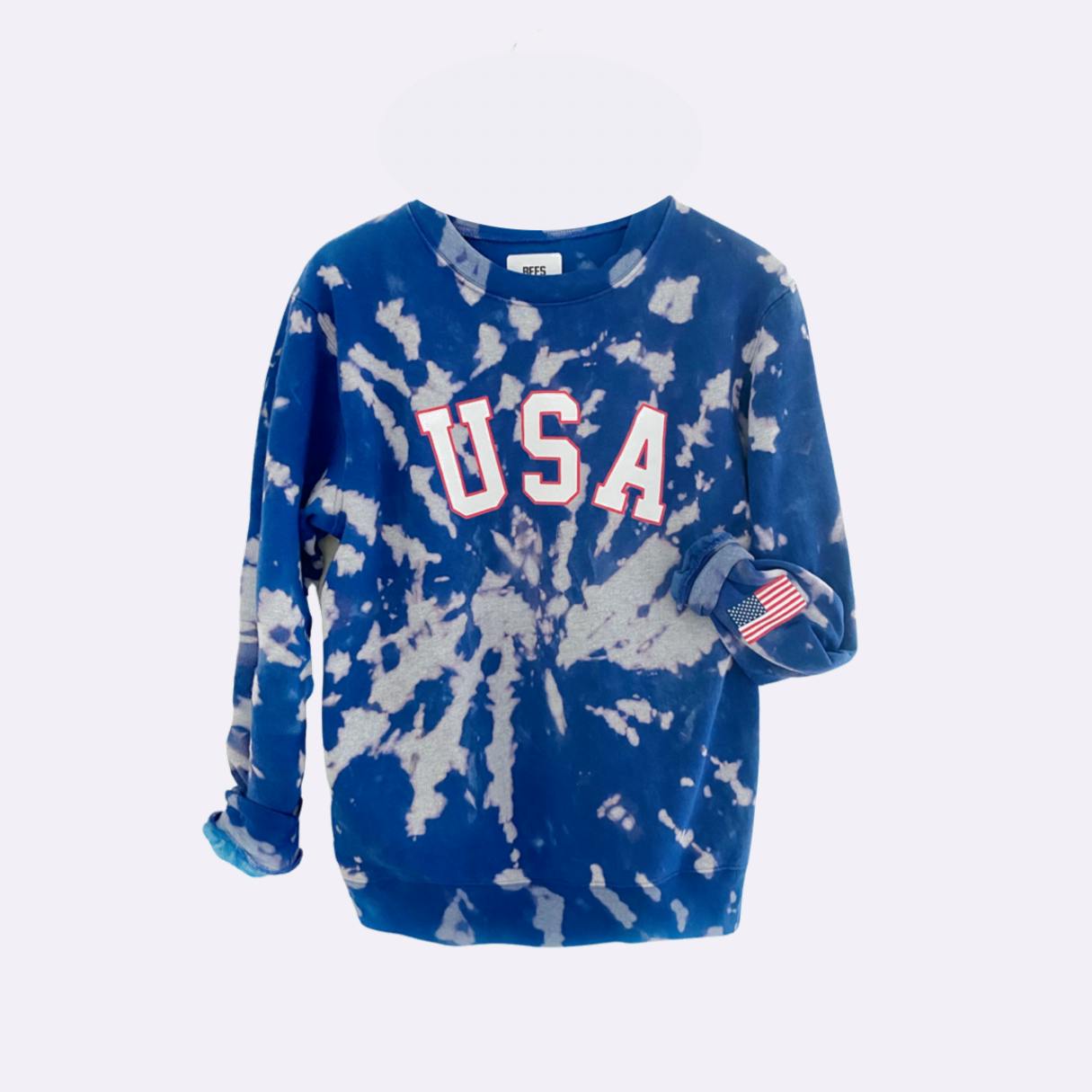 USA Tie-Dye Adult Sweatshirt, Blue