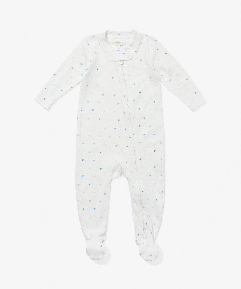 Marley Zip Pajama, Blue Hearts