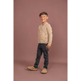 Textured Cable Knit Cardigan Black Mix