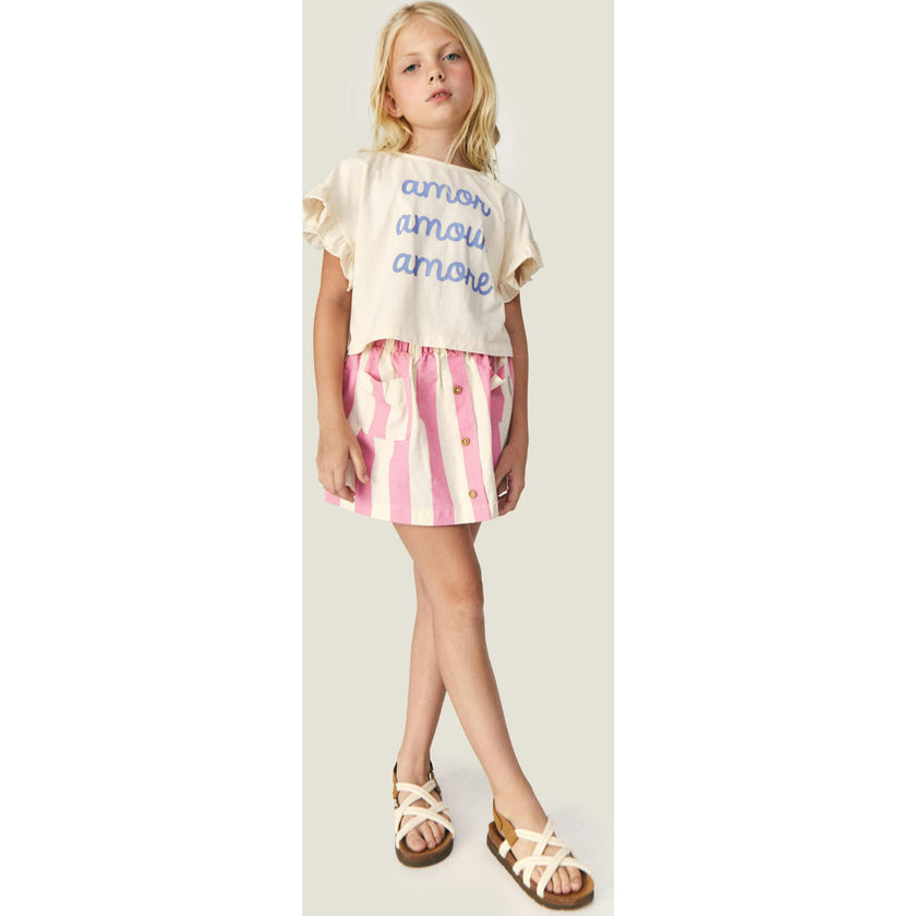 Mipounet SS26 Claude Mini, Skirt Ecru Pink