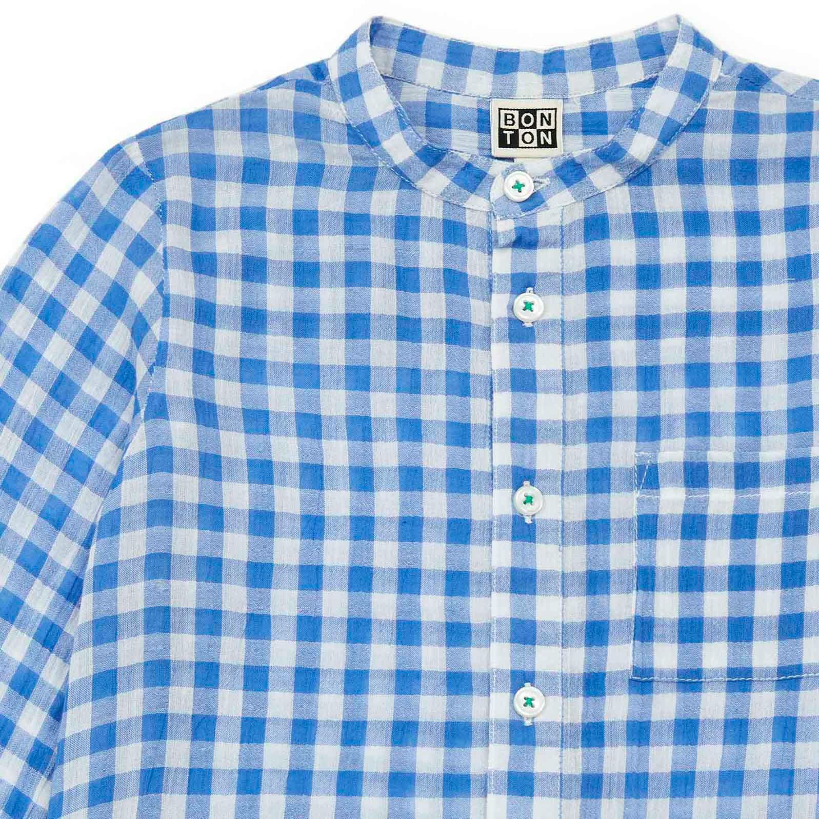 BONTON Vichy Blue Eloi Dress Shirt