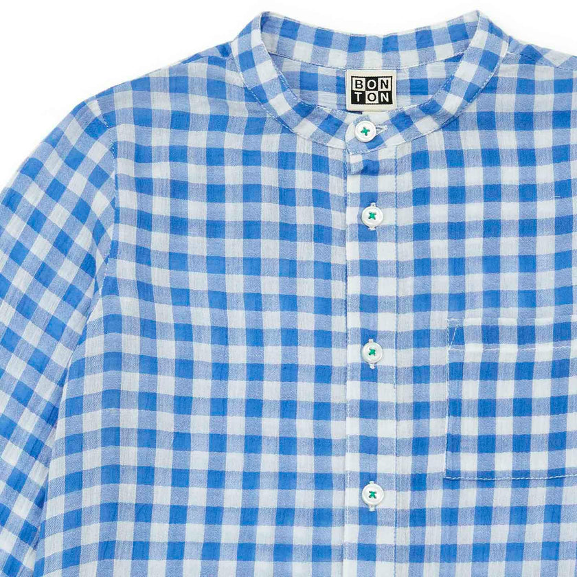 BONTON Vichy Blue Eloi Dress Shirt