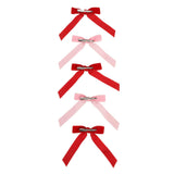 Packed Party Pink and Red Velvet Clip-On Bow Set of 5 - Luxe Velveteen Ribbon Bows with Metal Clip for Napkins Place Settings and Party Favors