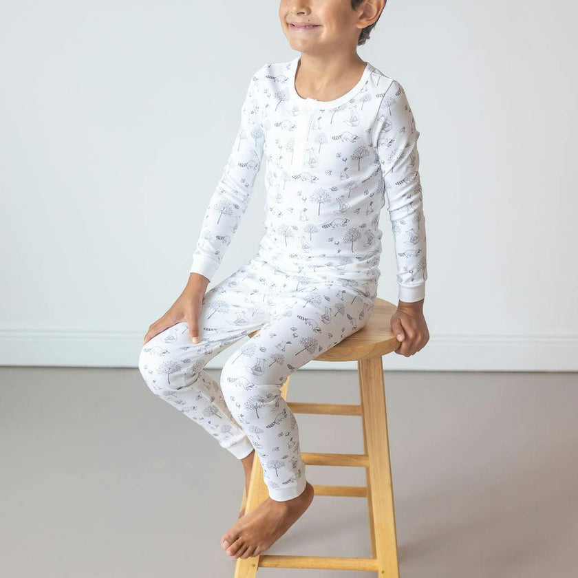 Gray Raccoon Pima Long Pajama Set