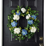 Blue & White Hydrangea, English Ivy & Berry Everyday Spring Front Door Wreath