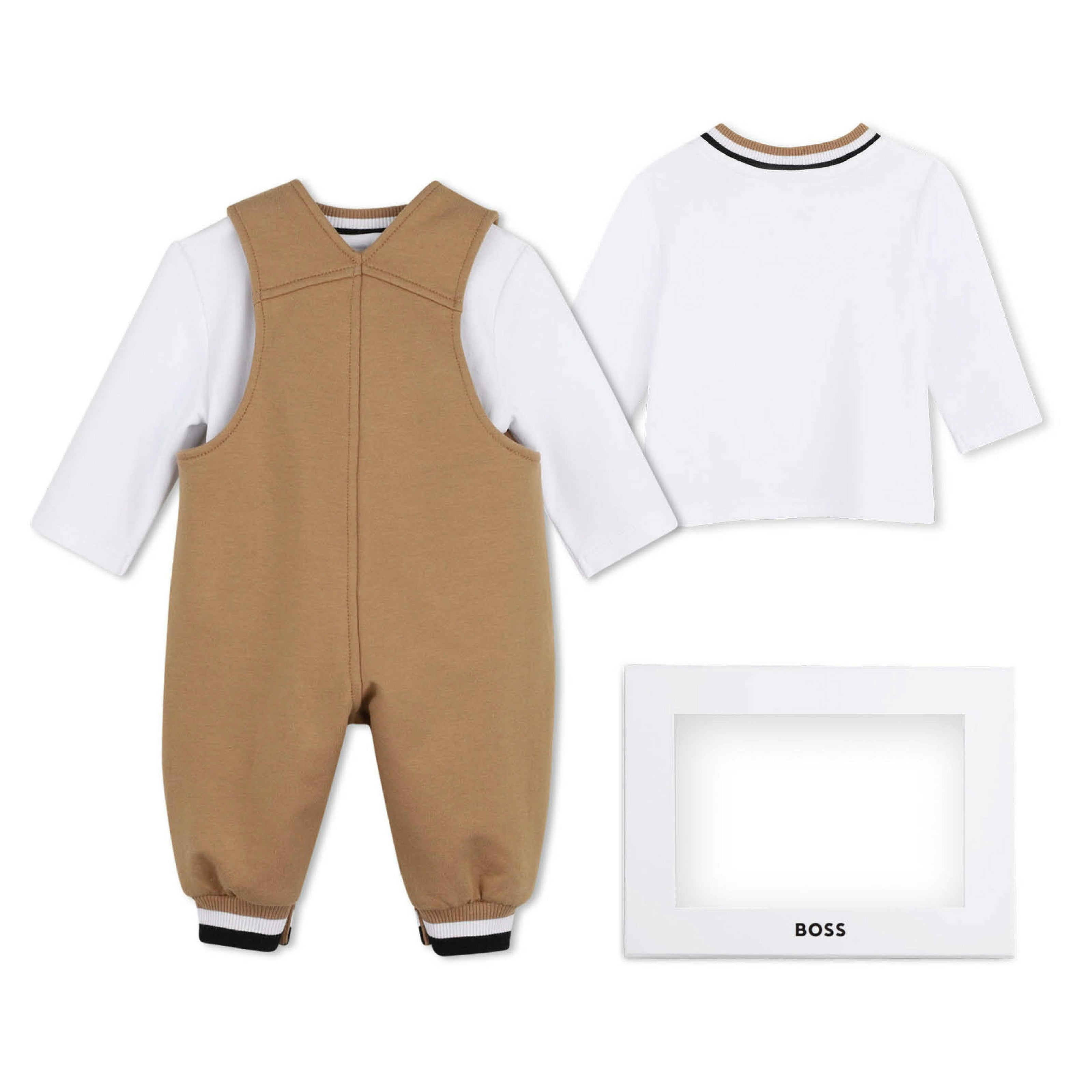 Beige Logo Baby Overall Set