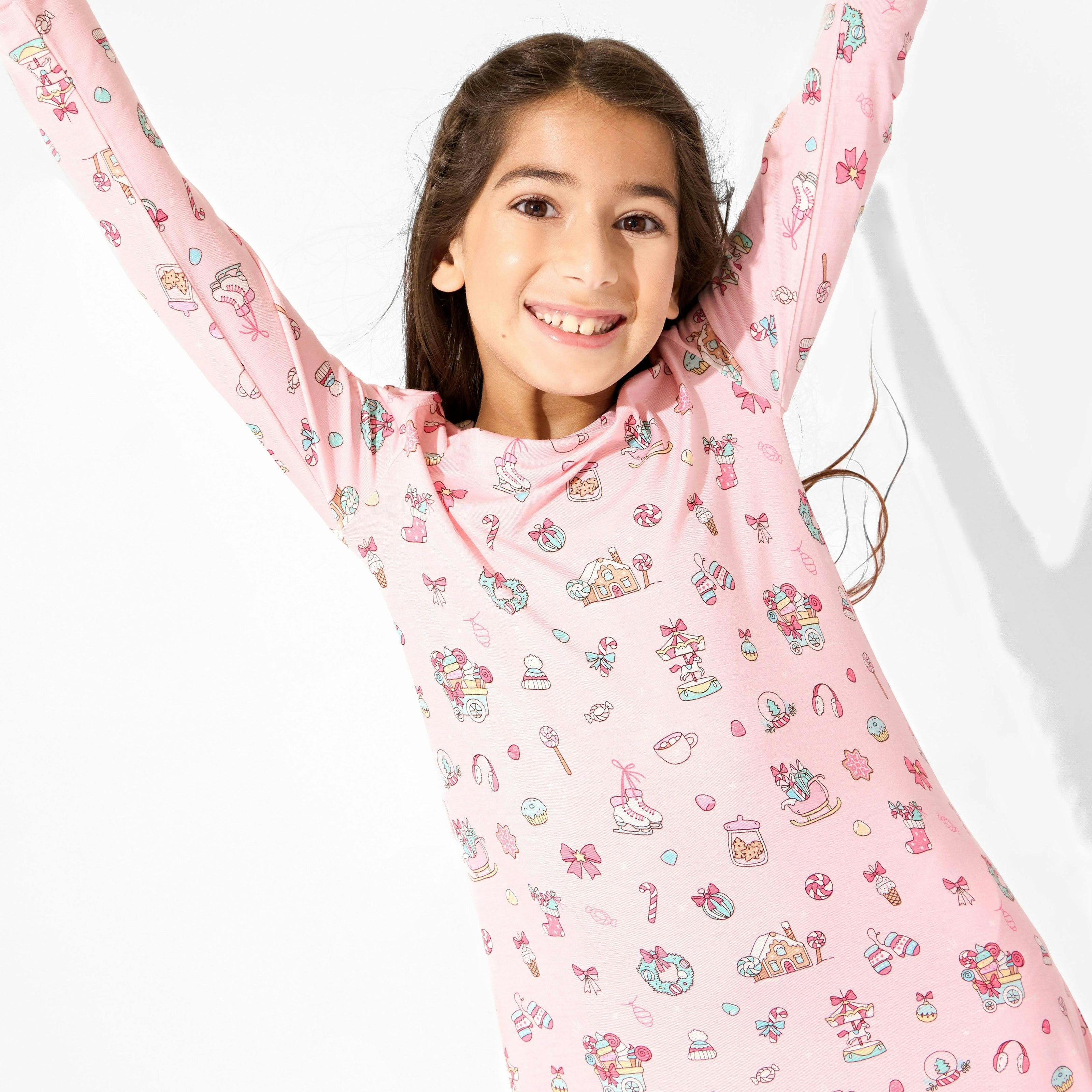 Candy Cane Lane Bamboo Girls' Long Sleeve Dress