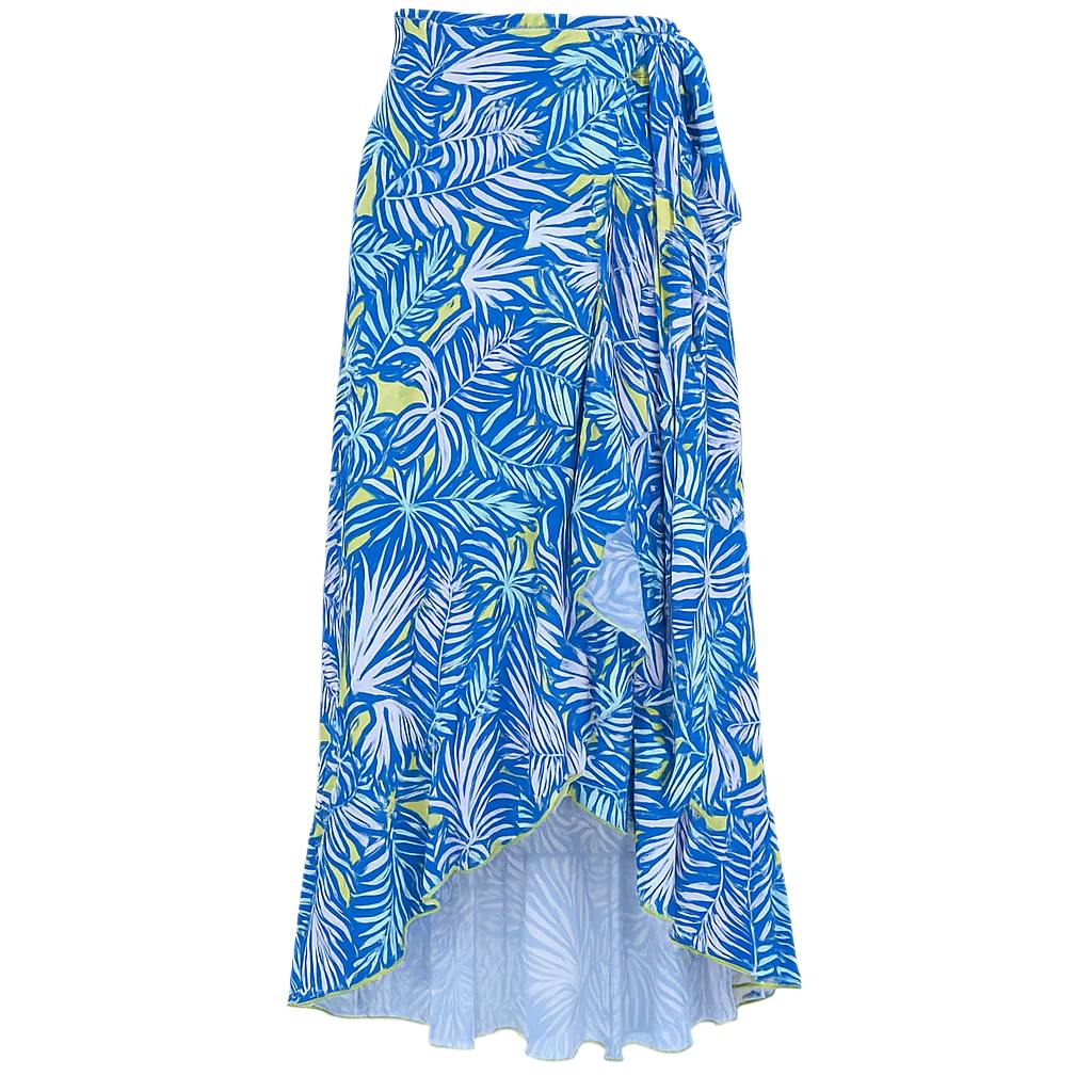 Women's Wrap Skirt - Palm Neon Print