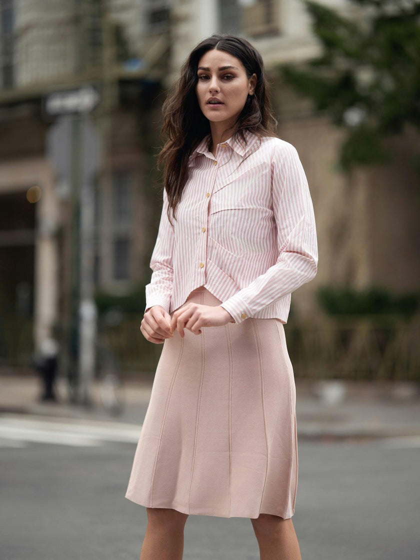 GATHERED STRIPE BLOUSE
