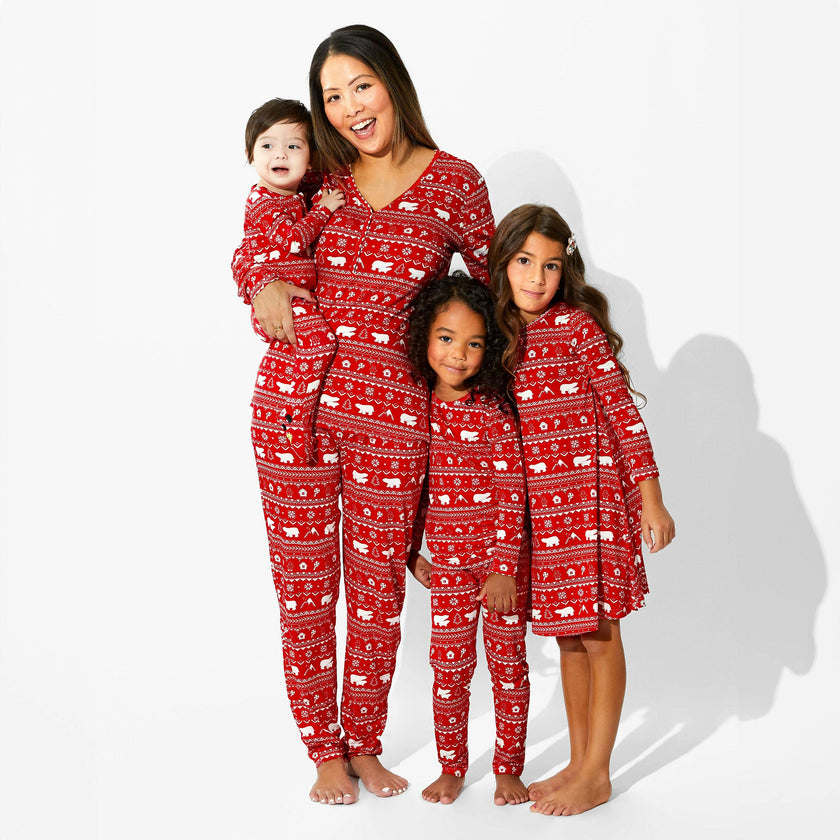 Polar Isle Red Bamboo Convertible Footie