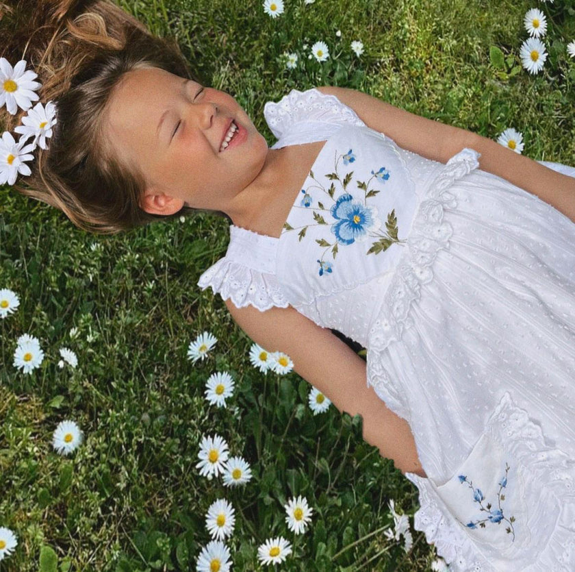 8y Heirloom Handkerchief Dress - Blue & Purple Butterflies