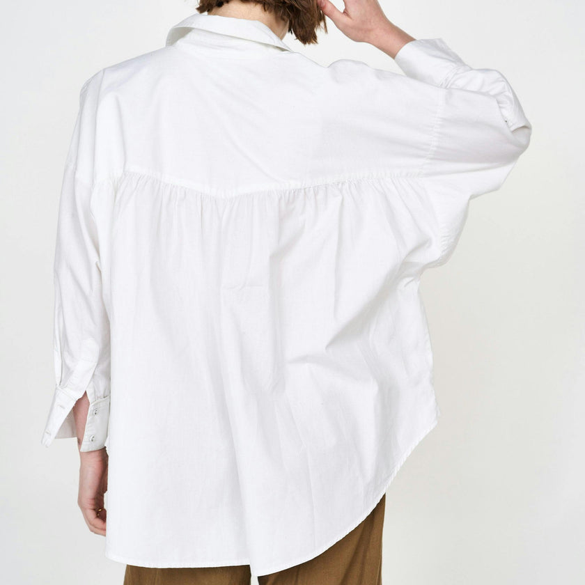 Women's Kyoto Poplin Long Sleeve Oversized Blouse, White