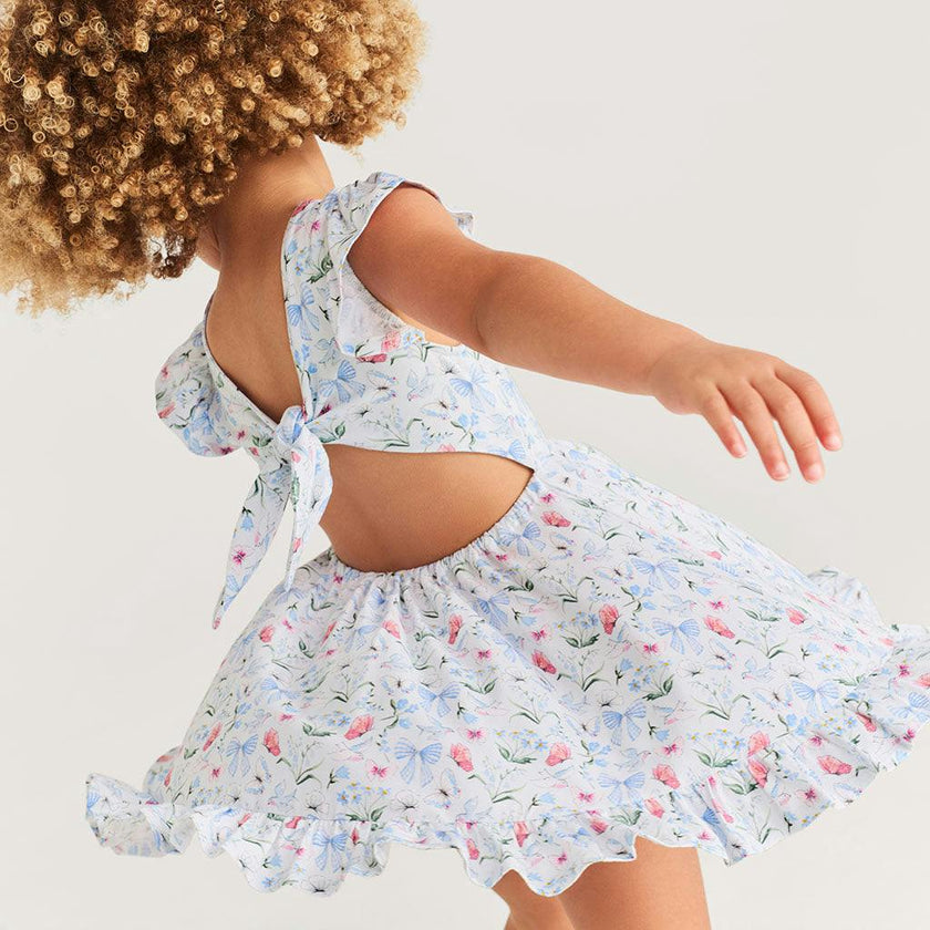 Gail Tie Back Ruffled Twirl Dress