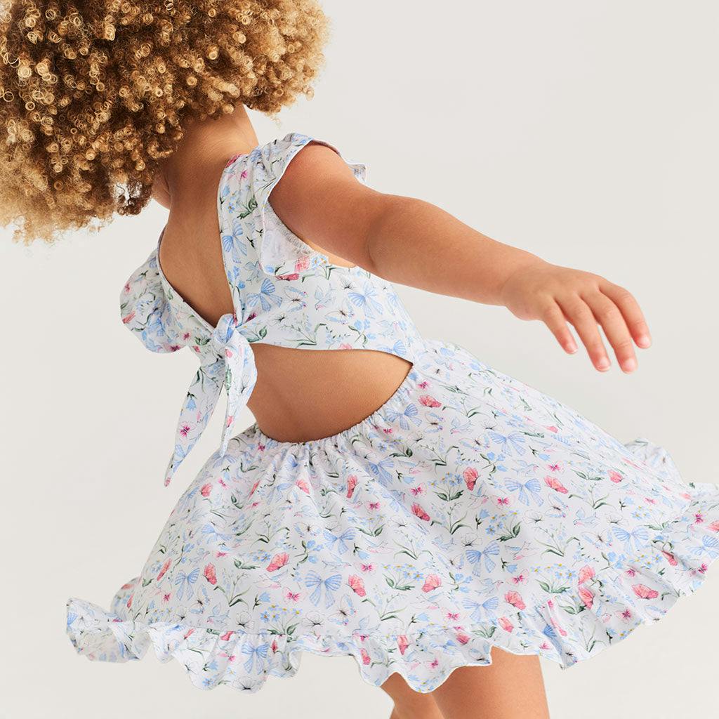 Gail Tie Back Ruffled Twirl Dress