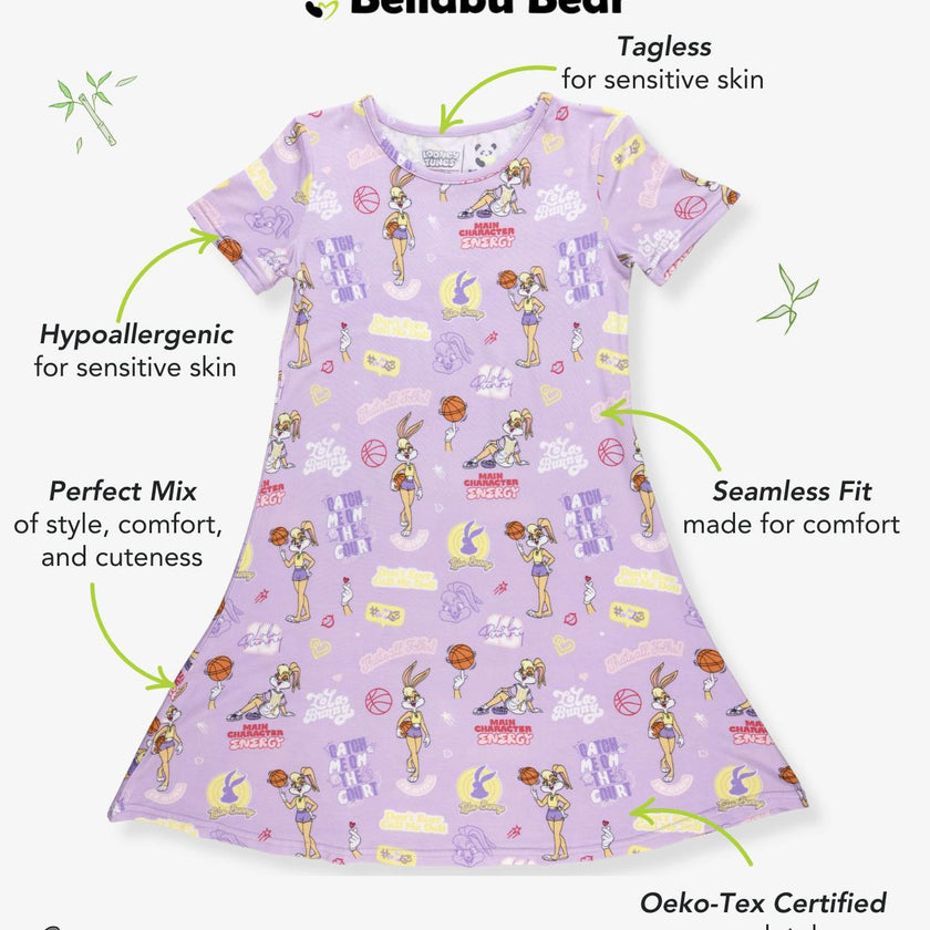 Lola Bunny Bamboo Girls' Short Sleeve Dress