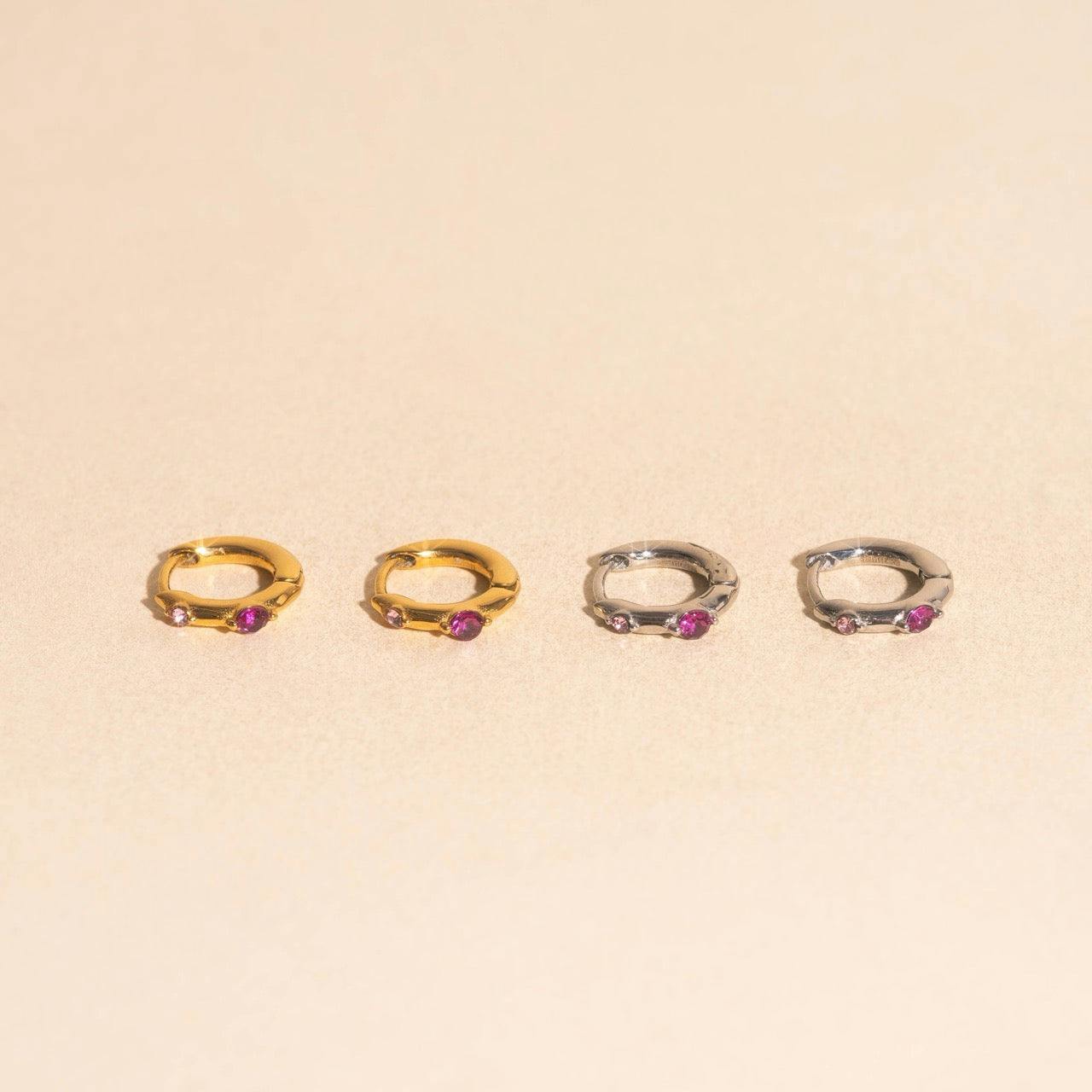 Mini Crystal Rounded Huggie Hoop Earrings