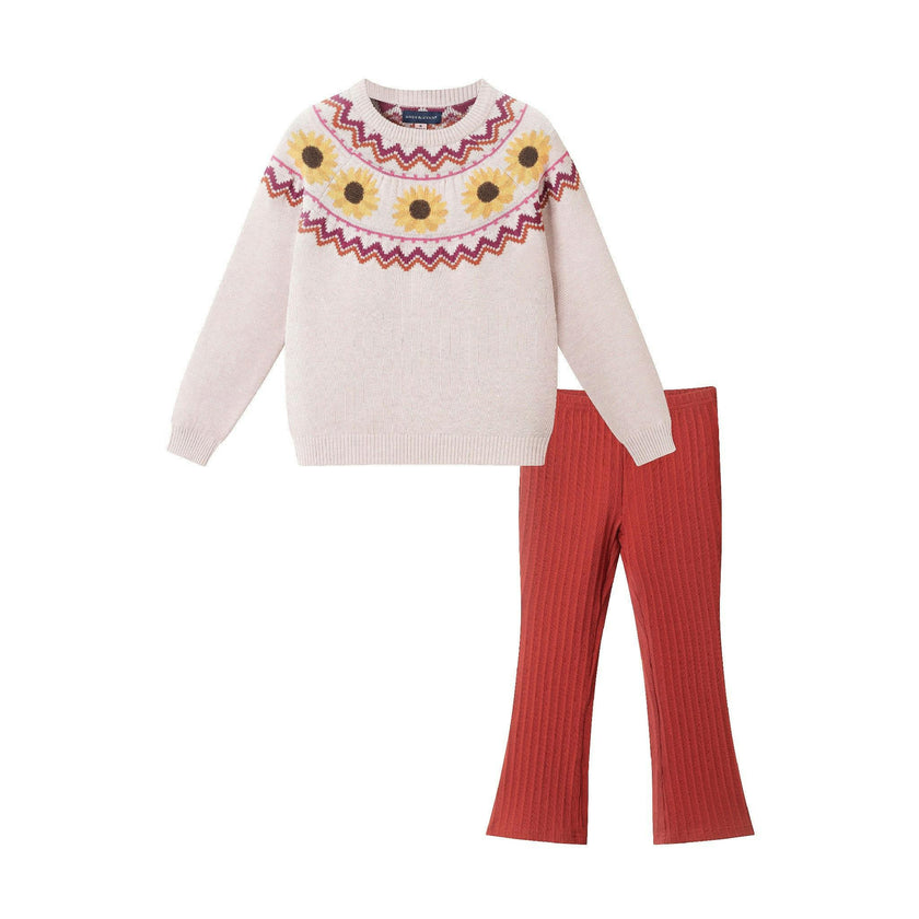Kids Fair Isle Sweater W/Flare Legging Set