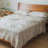 Calm Crinkled Comfort Flat Sheet, Beige