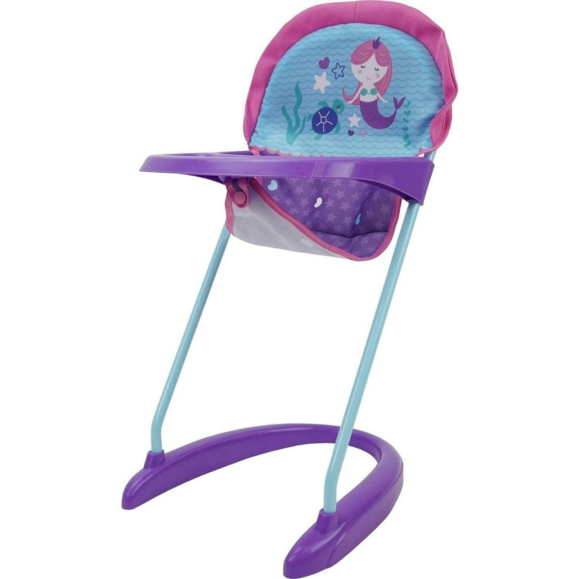 Mermaid Baby Doll Highchair w/ Front Tray & Safety Harness