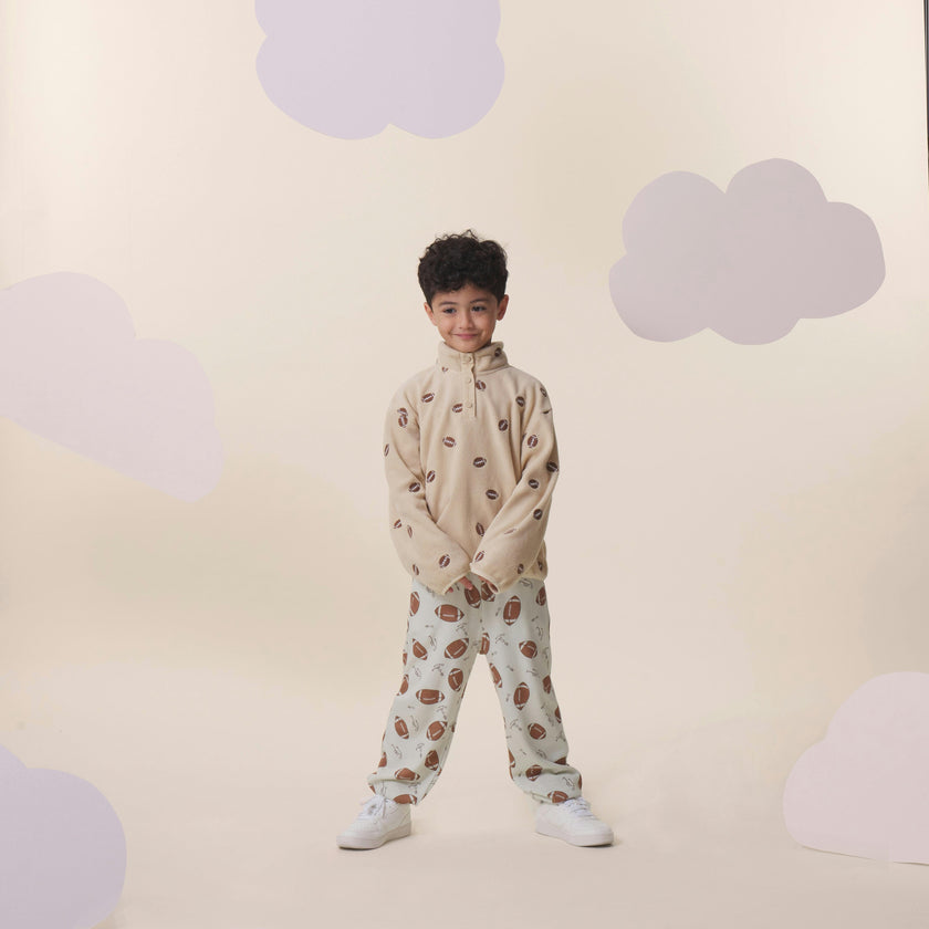 Embroidered Pull Over Fleece, Football Scramble