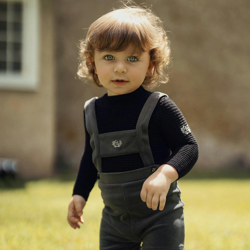 Crest Embroidery Shorts Overall