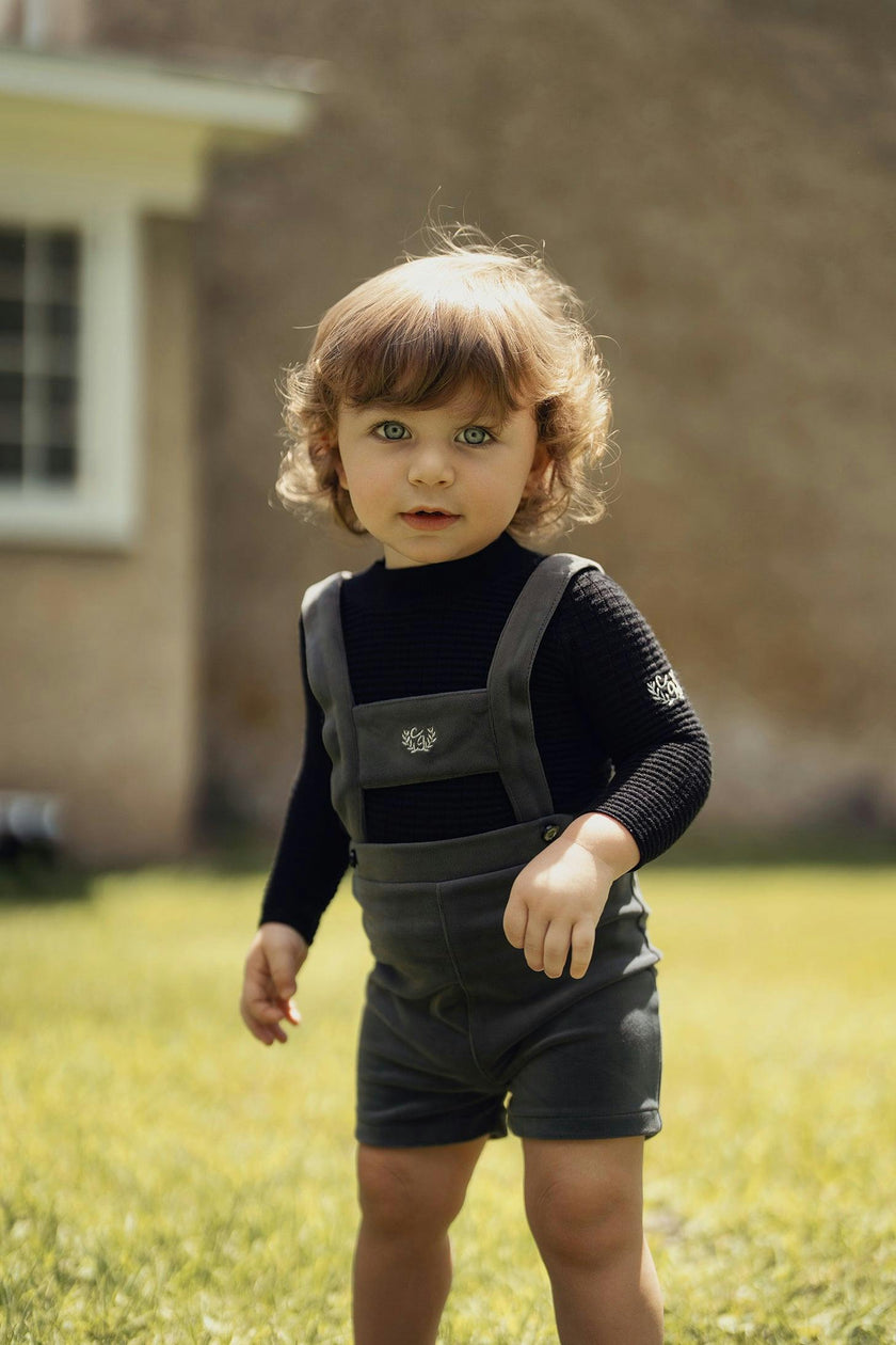 Crest Shorts Embroidered Velvet Overalls