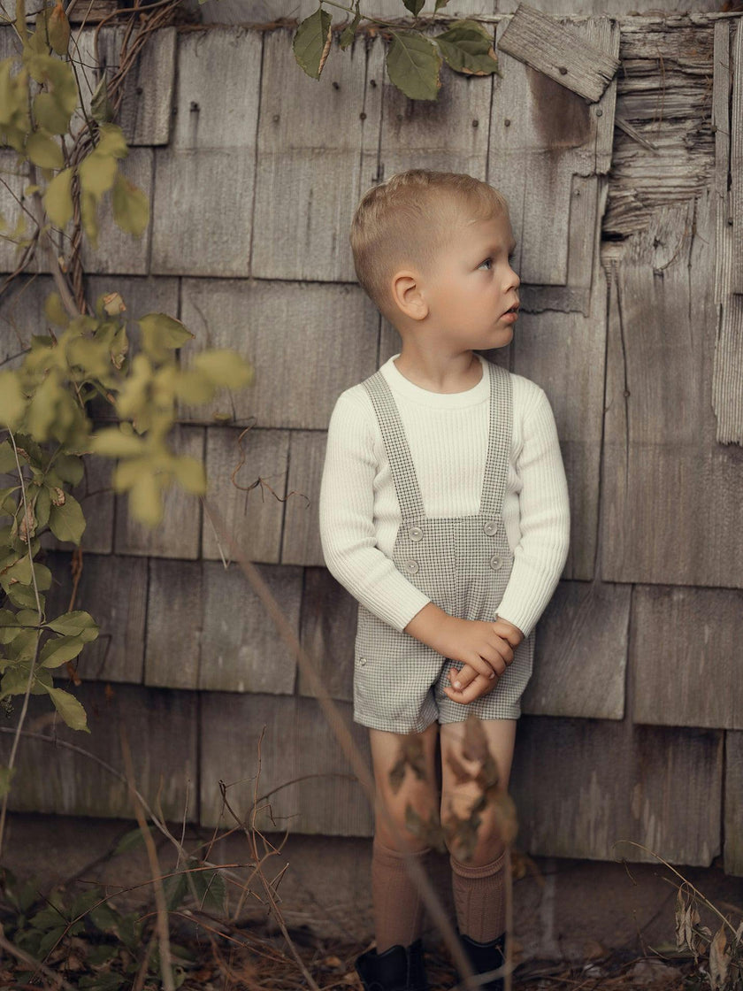 Lurex Check Cross Shoulder Strap Short Overalls